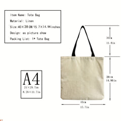 Cartoon Owl Print Canvas Bag Lightweight Versatile Shoulder Bag