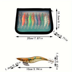 10pcs Squid Hook Set Bionic Fishing Lure Luminous Squid Jigs Sea Fishing Tackle