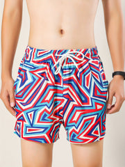 Men's Abstract Graphic Shorts Casual Mid Stretch Drawstring Board Shorts
