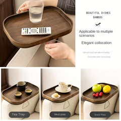 Bamboo Sofa Armrest Table Portable TV Tray Small Side Table