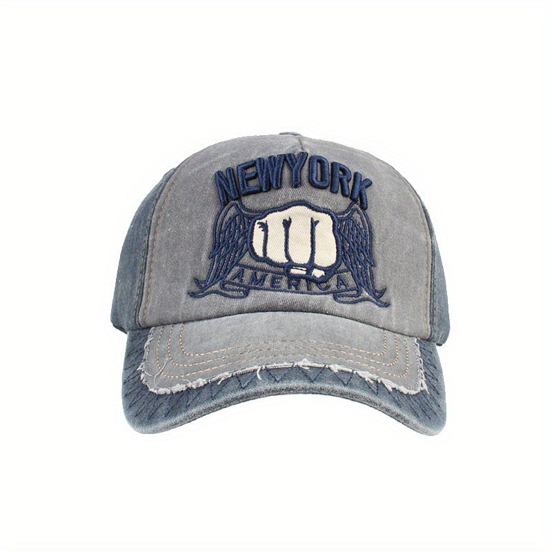 Washed Cotton Fist Embroidered Peaked Cap Sunshade Baseball Cap