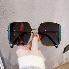 Large Square Sunglasses Mirror Lens Metal Glasses UV400