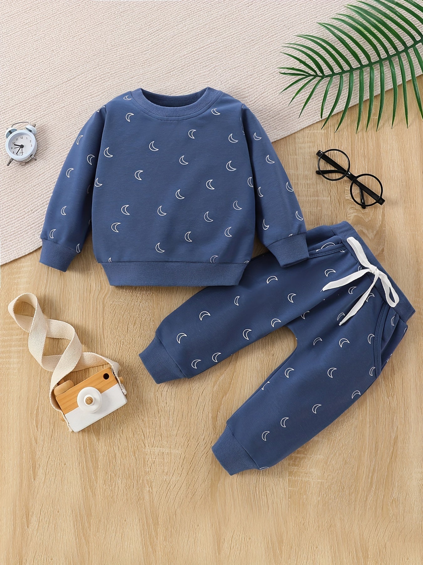 Newborn Baby Boys Moon Print Long Sleeve Sleepwear Set
