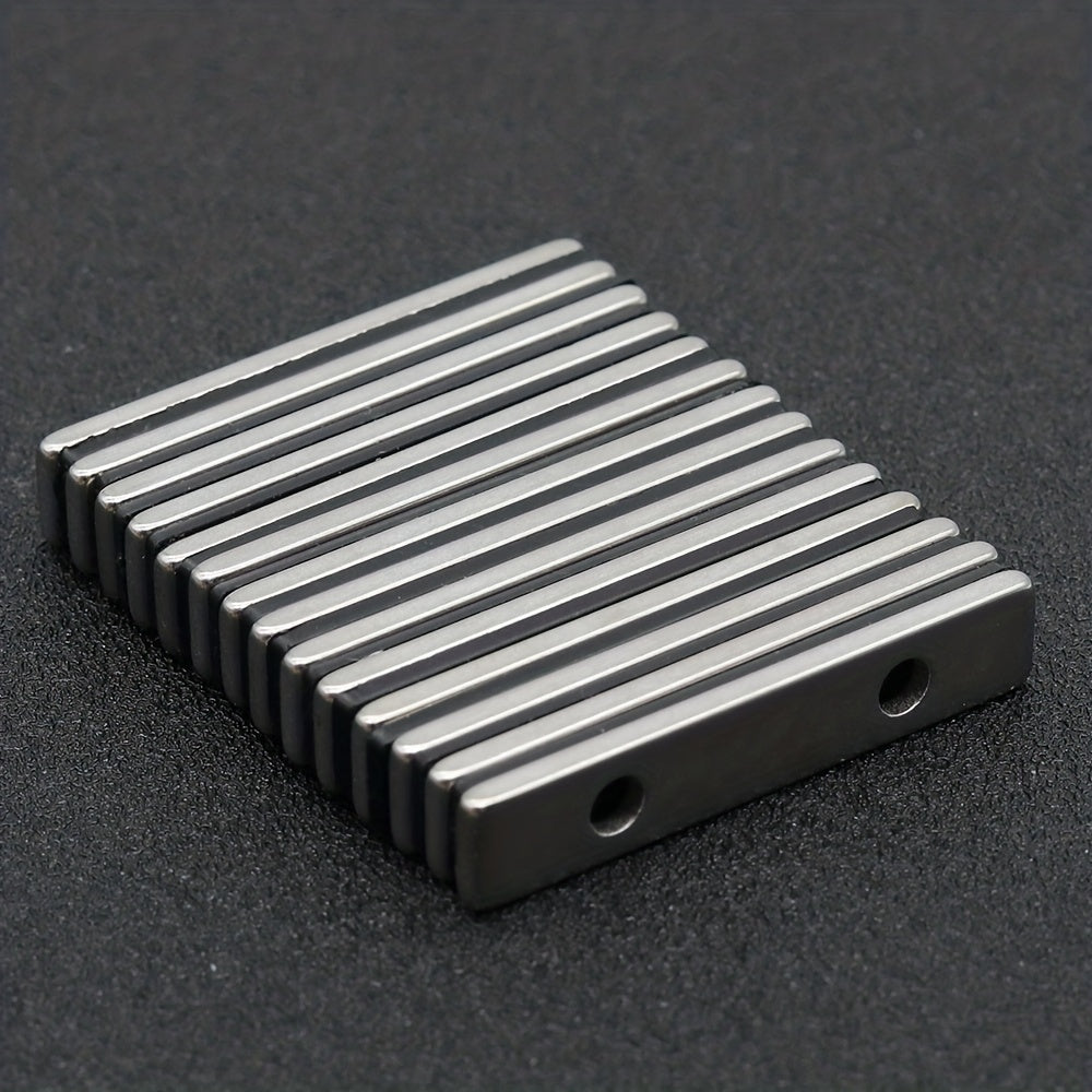 5pcs NdFeB Hardware Strong Magnet 50x10x5mm Square Two Holes