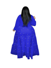 Rhinestone Button Front Maxi Dress