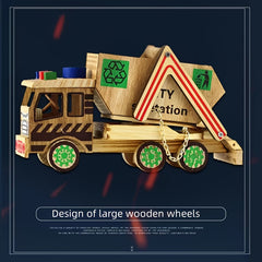 Engineering Guard Car Mini Model Car Toy Painted Wooden Toy Car Model