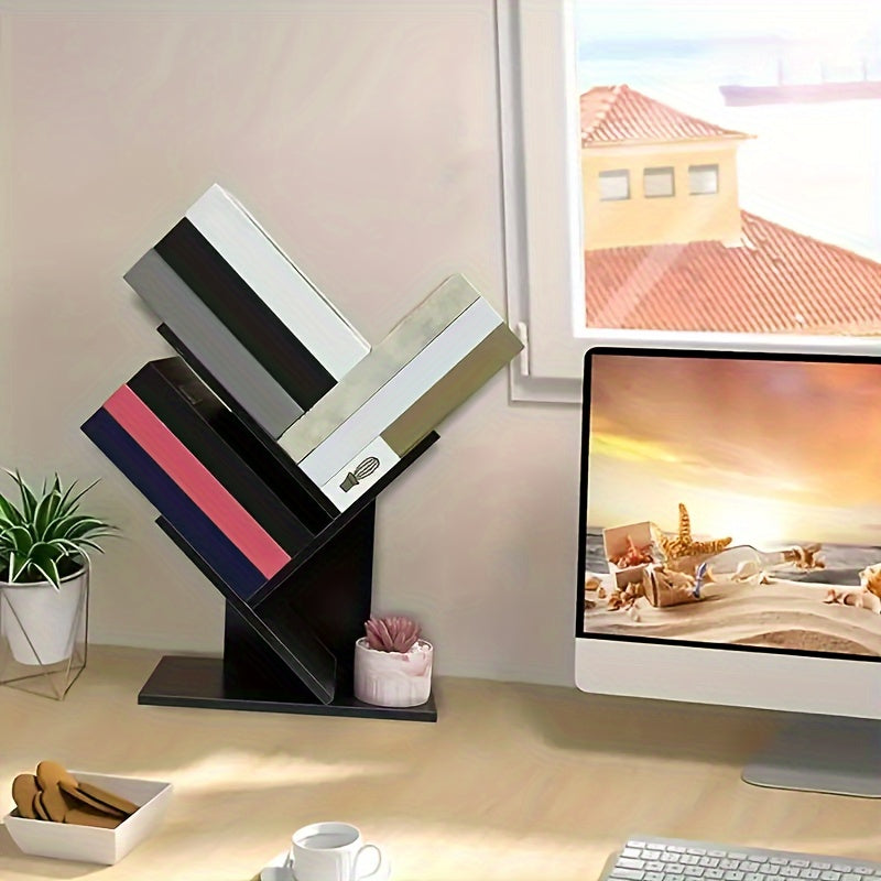 3-Layer Storage Rack Creative Mini Tree Desktop Bookshelf