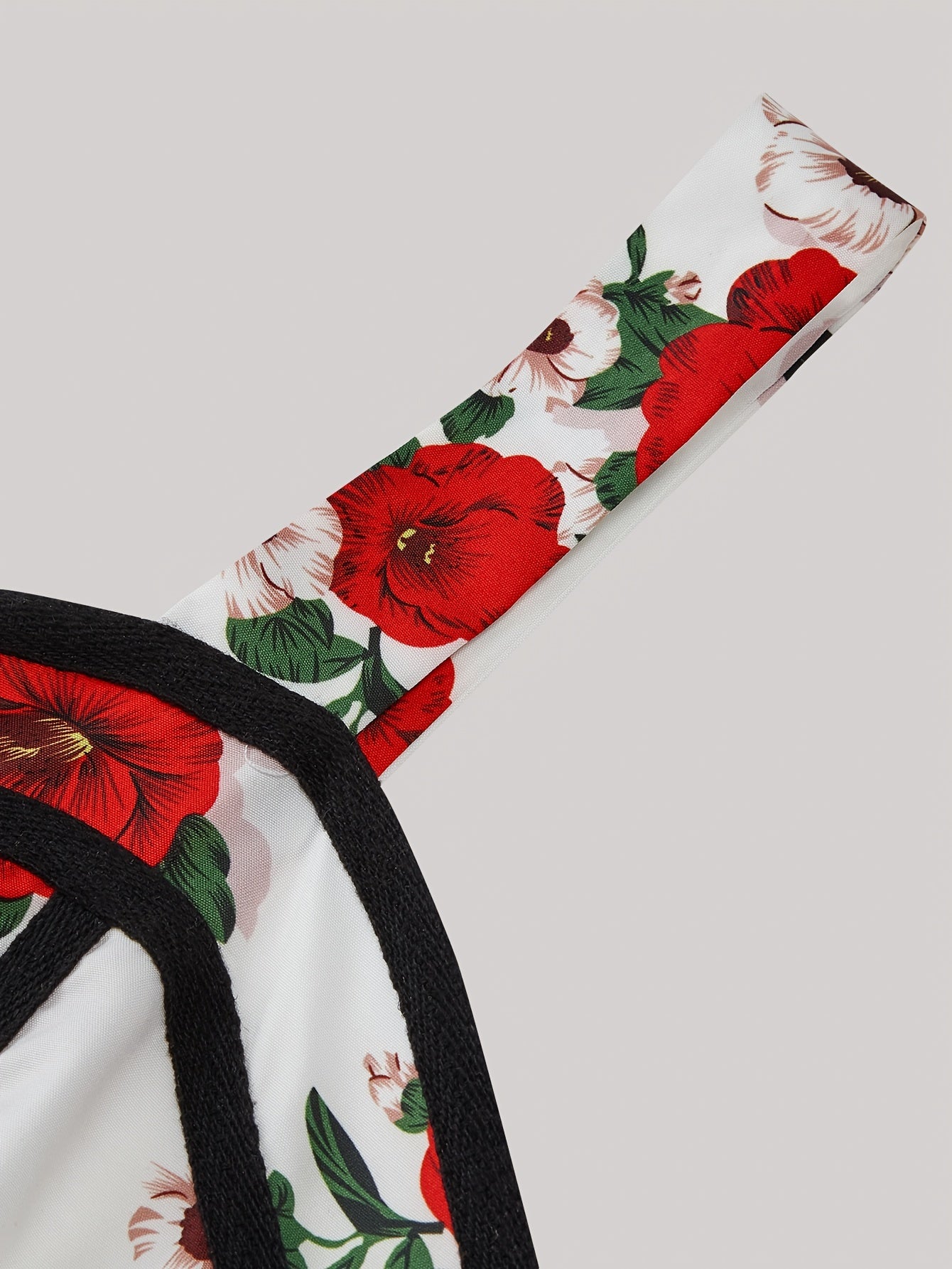 Rose Print Lace Up Square Neck Tank Dress