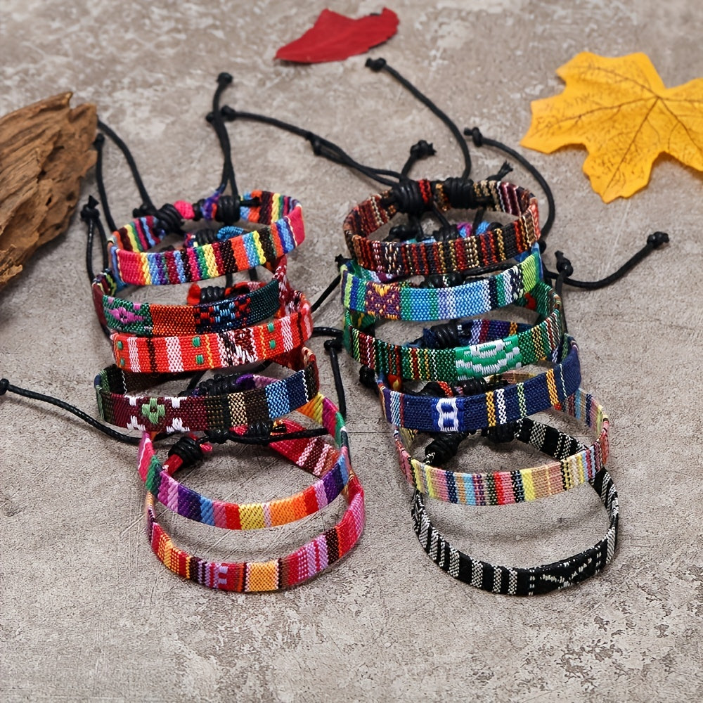 6pcs Mix Block String Bracelet Bohemian Adjustable Hand Rope
