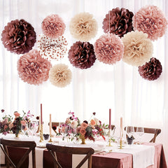 12pcs Rose Pink Tissue Paper Pom Poms Engagement Fall Baby Shower Birthday