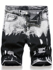 Men's Casual Street Style Ripped Denim Shorts Medium Stretch Distressed