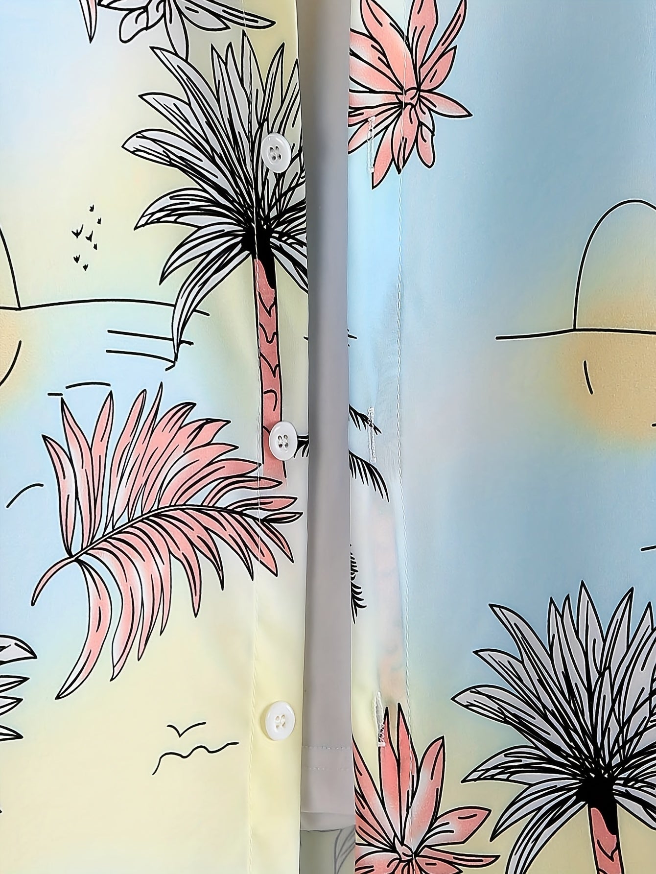 Colorful Beach Pattern Hawaiian Shirt for Summer Vacation