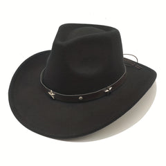 Western Cowboy Hat Felt Wide Brim Fedora Hat Cosplay Costume
