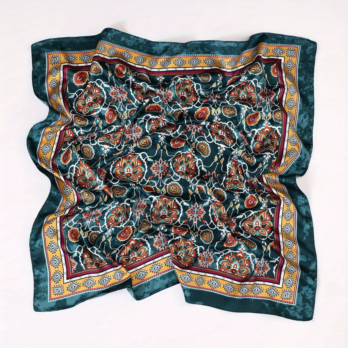 Tie Dye Square Scarf Vintage Paisley Print Neckerchief Casual Head Wraps Bandana