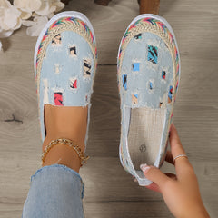 Women's Heighten Flat Skate Shoes Ripped Low Top Sneakers