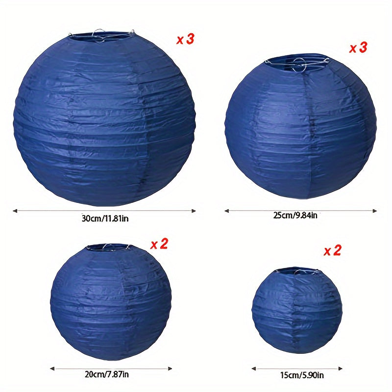 10pc Dark Paper Lanterns for Graduation Wedding Birthday Event 4 Sizes No Lights