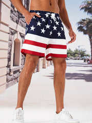 Star And Stripe Pattern Print Men s Swim Trunks Quick Dry Beach Shorts