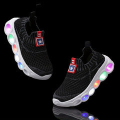 Boy's Woven Knit Slip On LED Light Up Sock Shoes
