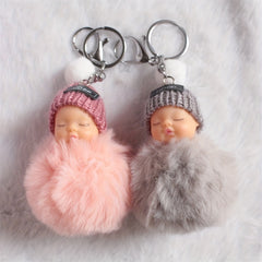 2pcs Hair Ball Keychain Backpack Pendant Christmas Gift