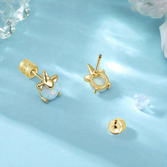 Unicorn Earrings 925 Silver Fire Opal Stud Hypoallergenic for Girls Women