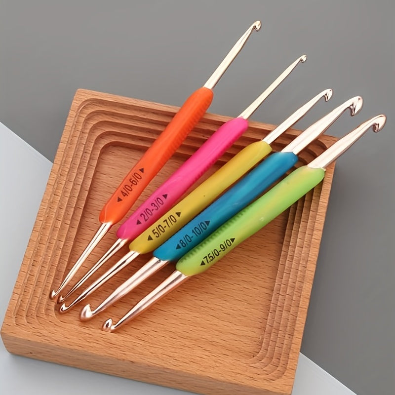 5pcs TPR Double Head Crochet Wool Knitting Tools Diy Metal Sweater Crochet