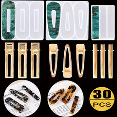 30pcs Hair Pin And Clip Silicone Epoxy Resin Molds DIY Jewelry Making