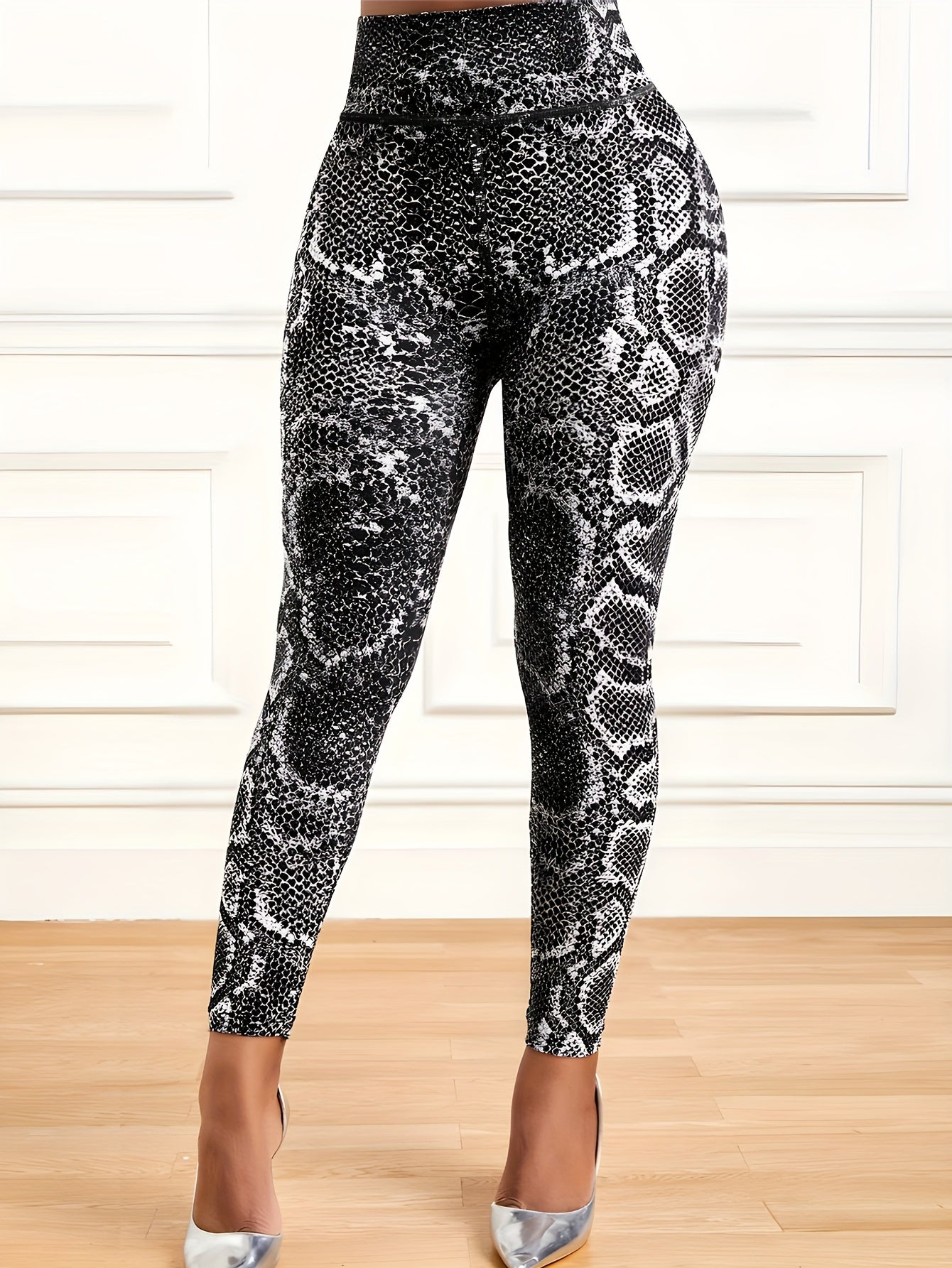Snake Print High Waist Yoga Pants Women's Activewear
