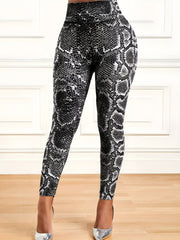 Snake Print High Waist Yoga Pants Women's Activewear