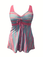 Striped Lace Up Tankini Set