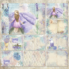 16pcs Lavender Pattern Romantic Summer DIY Paper Craft Supplies For Gift