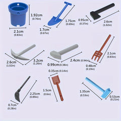 12pcs Farm Playset w/ Shovel, Bucket & Tools for DIY Scene Building