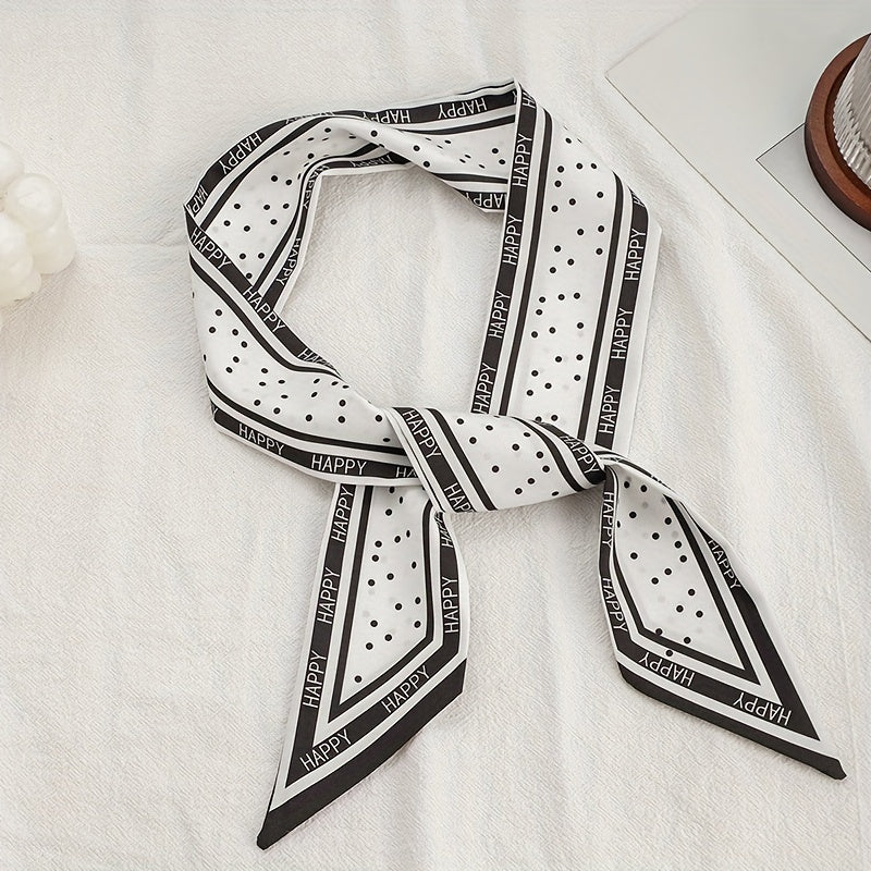 Happy Dot Print Skinny Scarf Silky Long Ribbon Neckerchief