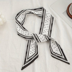 Happy Dot Print Skinny Scarf Silky Long Ribbon Neckerchief