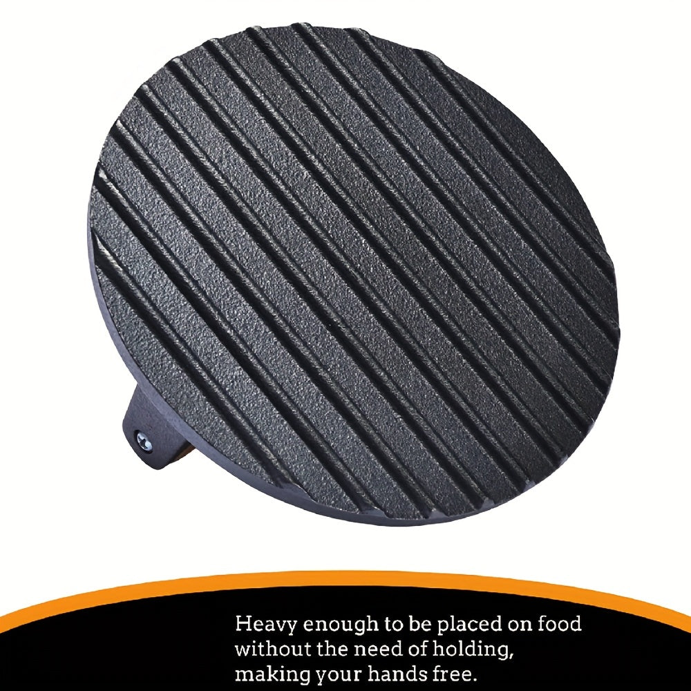 Durable Cast Iron Meat Press Plate for BBQ and Grilling