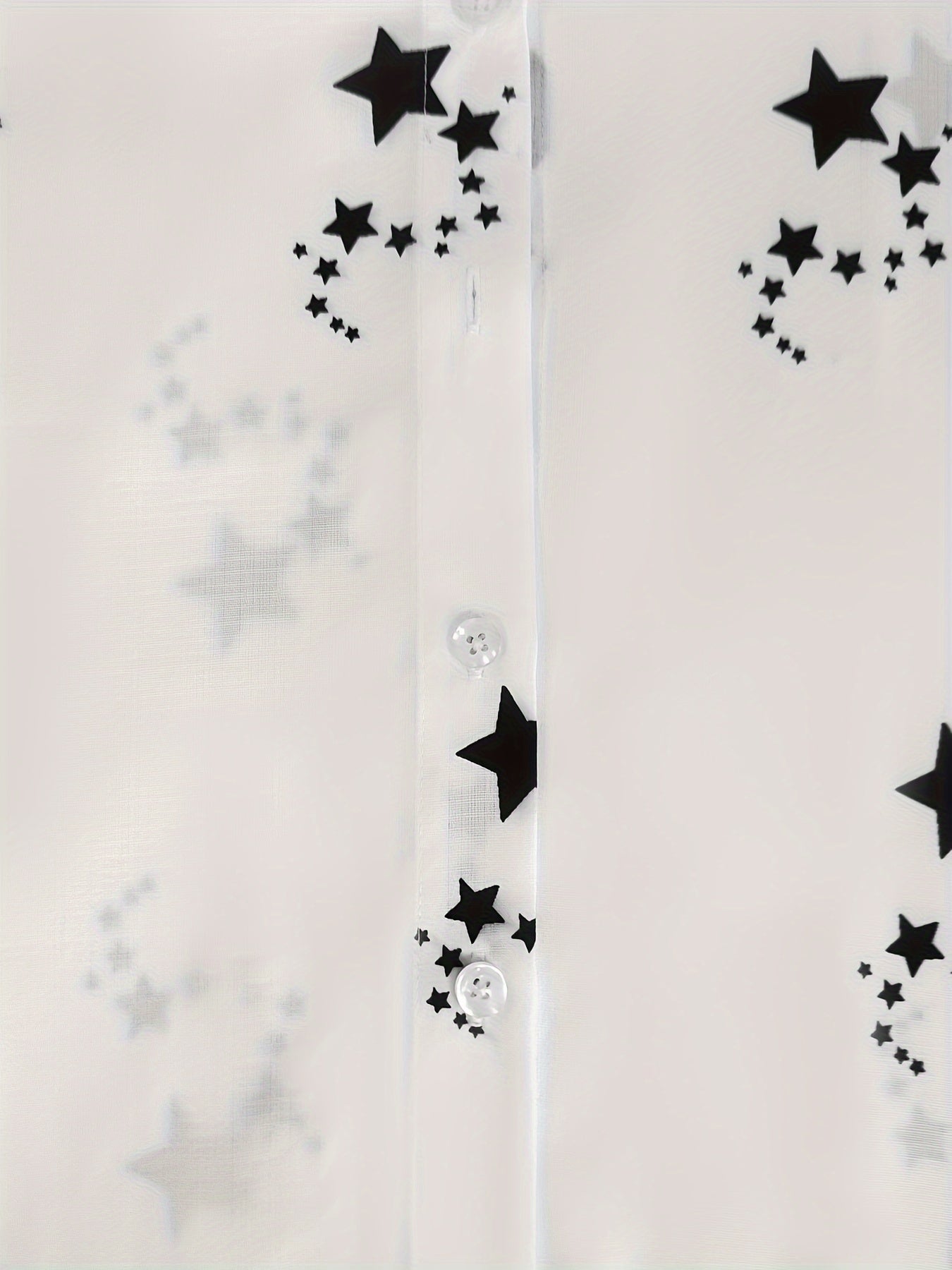 Star Print Long Sleeve Button Up Blouse