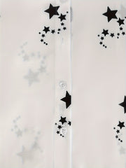 Star Print Long Sleeve Button Up Blouse