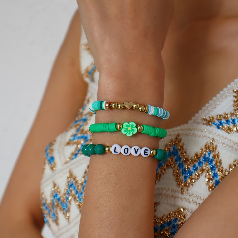 3pcs Boho Ethnic Wristband Bracelet Sports Bracelet