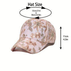 Y2K Flower Embroidery Baseball Cap Women Sunscreen Sports Hats