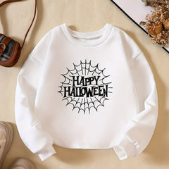 Girls' Happy Halloween Print Sweatshirt Long Sleeve Pullover