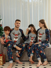 Christmas Elk Print Pajama Set Long Sleeve Top & Pants Women's Sleepwear