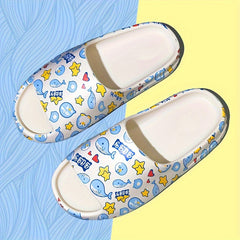 Women's Whale Pattern Pillow Slippers Cloud Slides