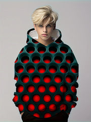 Kids Hollow Optical Illusion 3D Print Hoodie Hip Hop Street Sports Tops