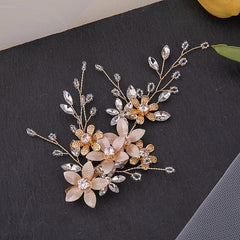 Crystal Alloy Golden Leaf Hair Clip Bridal Wedding Accessories