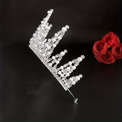 Baroque Faux Pearl Crown Birthday Crystal Crown Wedding Tiara