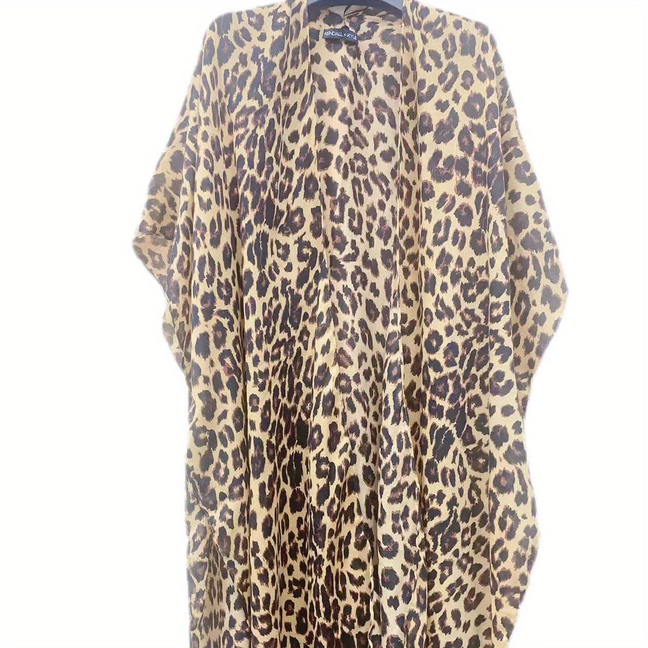 Leopard Print Large Shawl Vintage Cape Classic Windproof Cape Vintage Cardigan