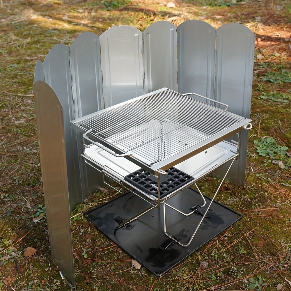Portable Foldable Gas Stove Windshield 8 Plates Camping