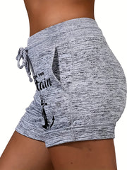 Anchor Print Drawstring Shorts Women's Casual Shorts