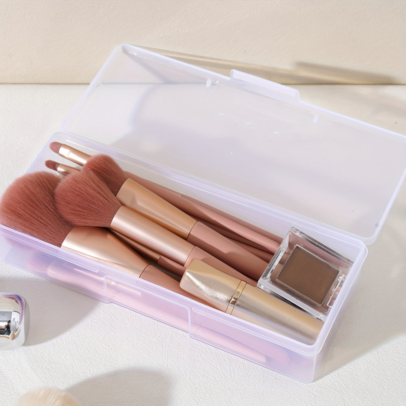 Portable Makeup Brush Storage Box Large Capacity for Travel Dustproof