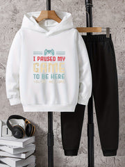 Boys Casual Long Sleeve Hooded Sweatshirt & Sweatpants Set