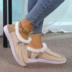 Plush Lined Thermal Furry Snow Shoes Winter Warm Non Slip Boat Shoes